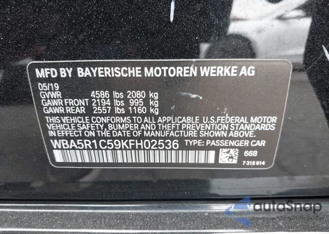 2019 BMW 330I z USA, uszkodzony, nr VIN WBA5R1C59KFH02536